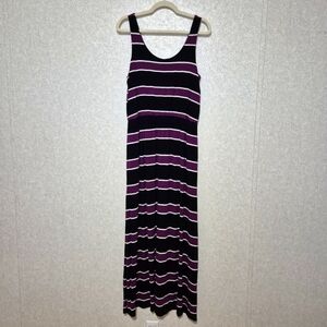 WHITE HOUSE-WHITE MARKET...Striped Purple and Black Maxi Dress...SIZE:L